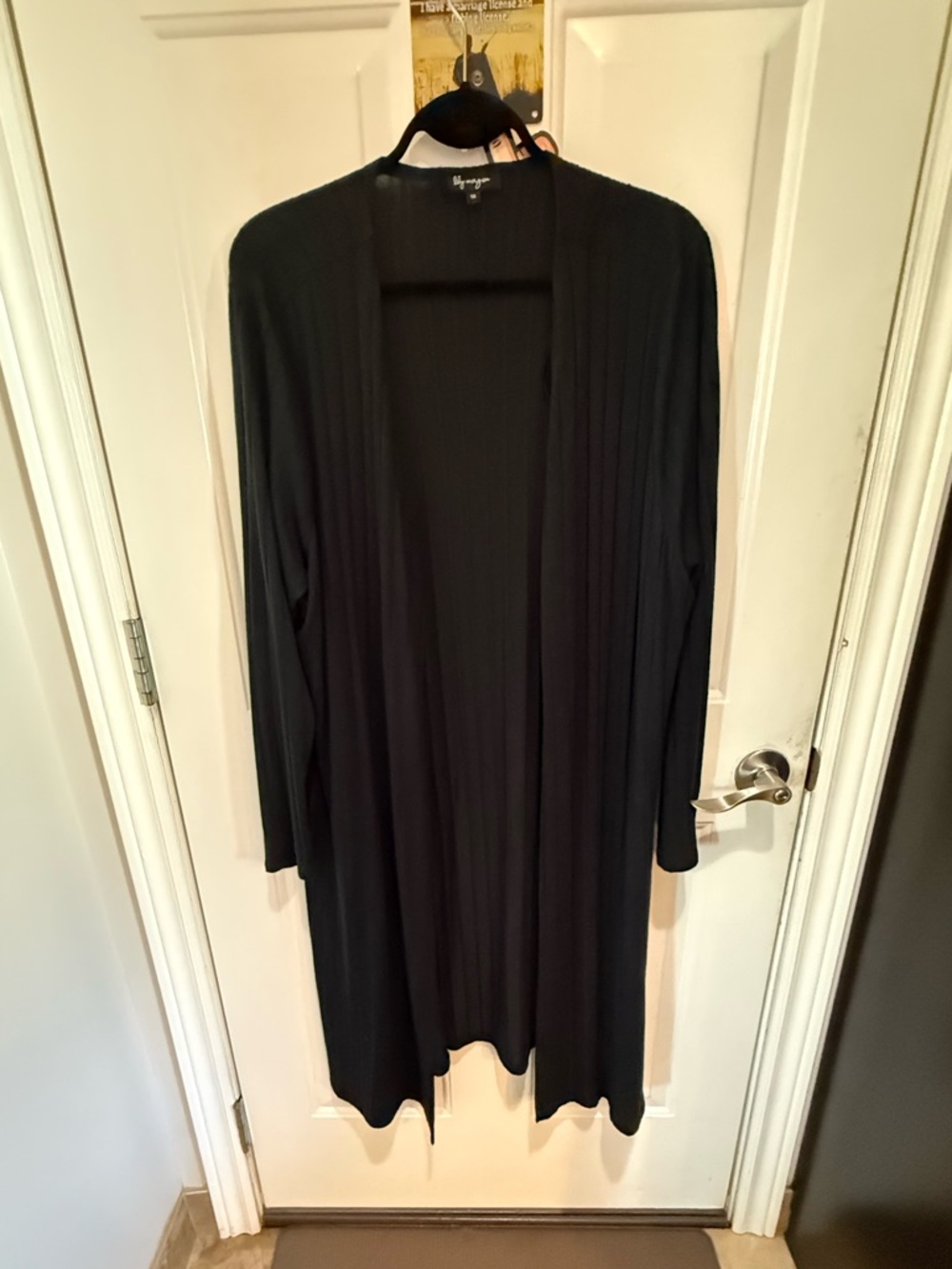 Black Open-Front Long Cardigan Sweater size 1X